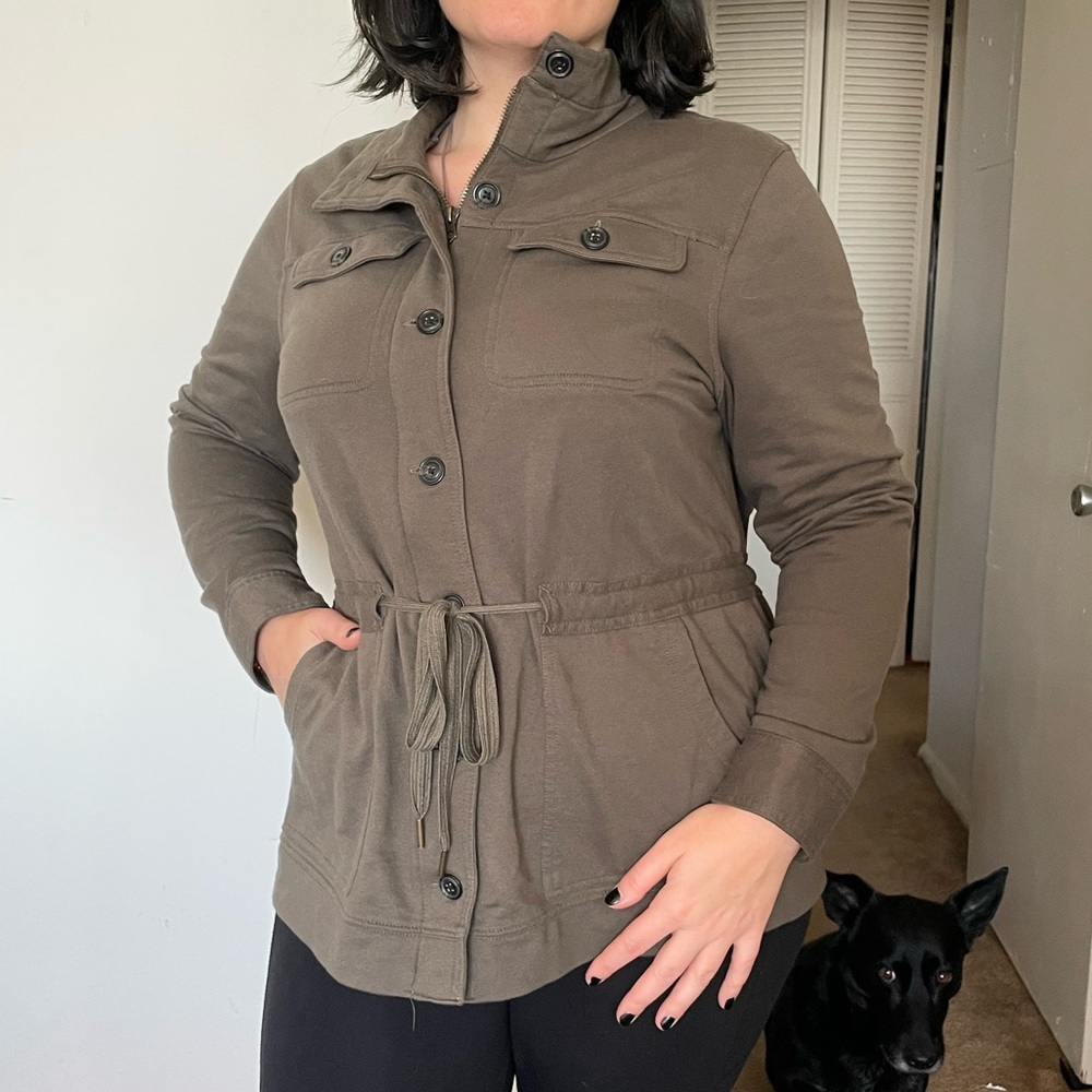 Sonoma Sweatshirt Jacket, Women’s Size XL, Olive Green